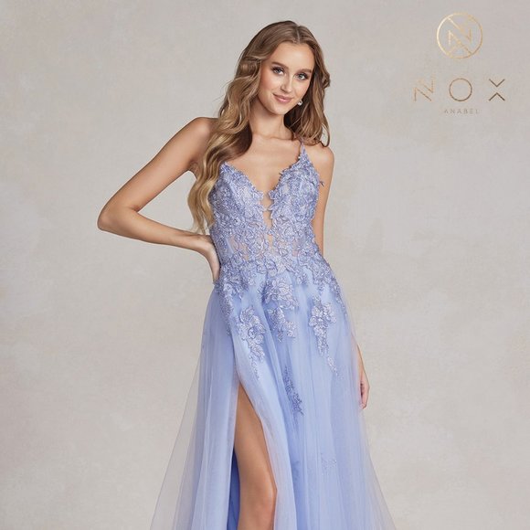 NEW LONG OFF THE SHOULDER SLEEVELESS A-LINE DRESS WITH LACE UP BACK NX G1149 - Picture 4 of 9